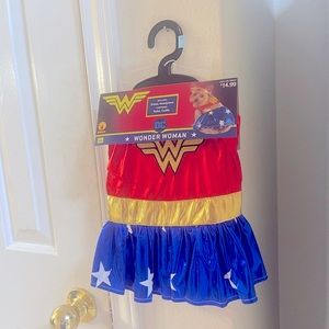 Wonder Woman dog cape/ head band size small